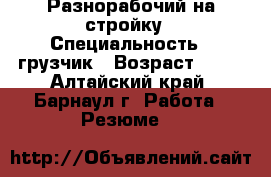 Разнорабочий на стройку › Специальность ­ грузчик › Возраст ­ 36 - Алтайский край, Барнаул г. Работа » Резюме   